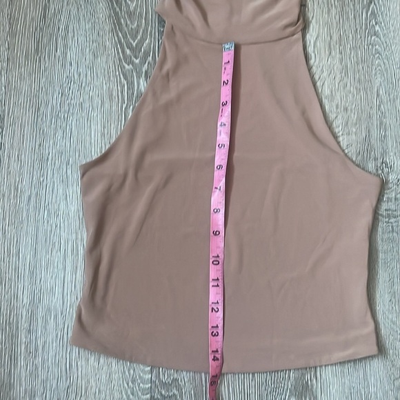 Women's Open Edit Mock Neck Sleeveless Top, Size small tan nude - Picture 3 of 5